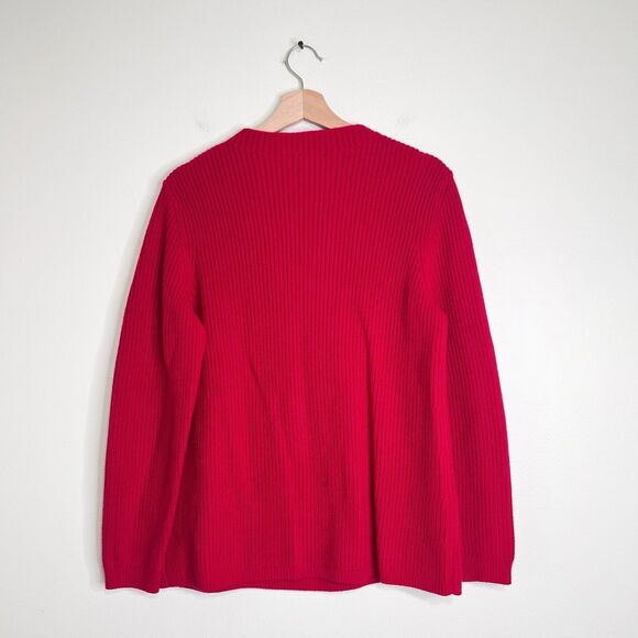 Talbots Red Cable Knit Shaker Sweater Women’s Size L Wool Blend Pullover - Picture 5 of 6